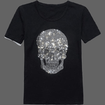 T-shirt Tête de mort brillant - Noir / S - T-shirt