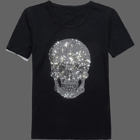 T-shirt Tête de mort brillant - Noir / S - T-shirt