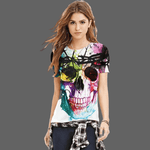 T-shirt tête de mort colorée pour femme - T-shirt