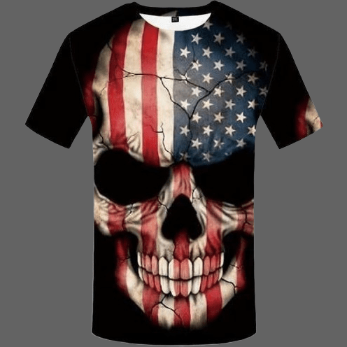 T-shirt tête de mort drapeau USA - XS - T-shirt