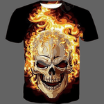 T-shirt tête de mort en feu - L - T-shirt