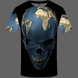 T-shirt Tête de mort globe terrestre - T-shirt