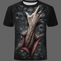 T-shirt tête de mort main qui sort - Noir / 4XL - T-shirt