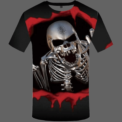 T-shirt tête de mort metallique - XS