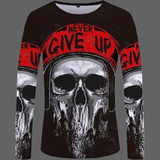 T-shirt tête de mort Never Give up manches longues - S - 
