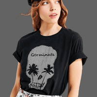 T shirt tête de mort palmiers - Noir / L-bust-97-101cm - 