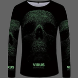 T-shirt tête de mort Virus manches longues - S - T-shirt