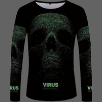 T-shirt tête de mort Virus manches longues - S - T-shirt