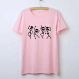 T-shirt têtes de mort qui dansent - Rose Noir / S - T-shirt