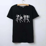 T-shirt têtes de mort qui dansent - Noir Blanc / S - T-shirt