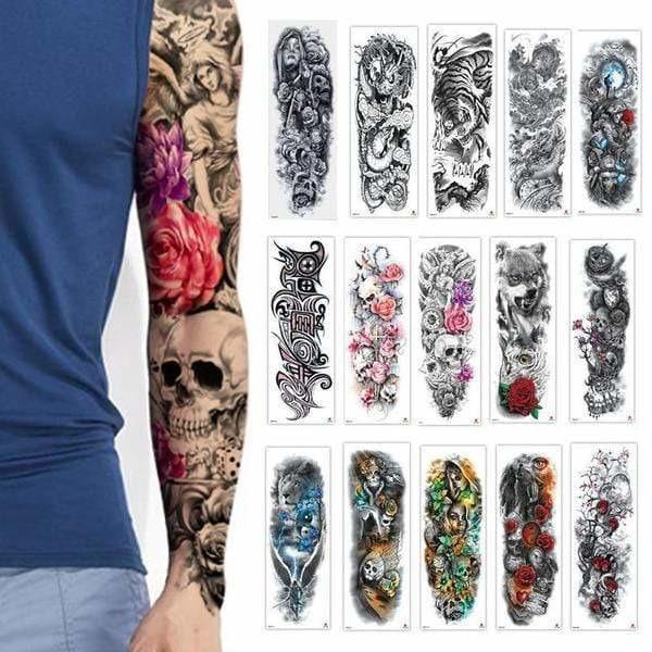 Tatoo temporaire bras entier tête de mort - Tatoo