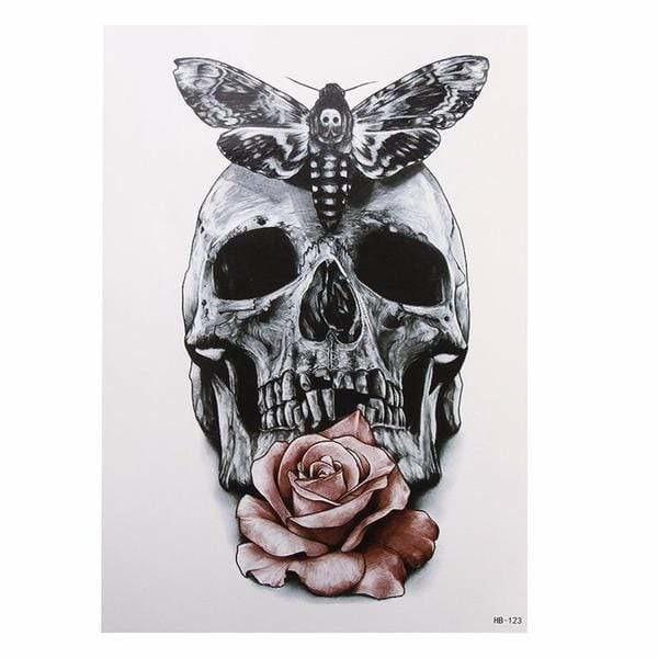 Tatoo temporaire tête de mort avec un papillon - Tatoo