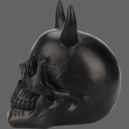 Sculpture tête de mort noire en céramique
