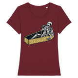 T-shirt squelette dans un cercueil pour femme - Bordeaux / 