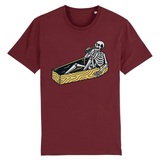 T-shirt homme squelette dans un cercueil - Bordeaux / XS - 