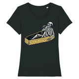 T-shirt squelette dans un cercueil pour femme - Noir / XS - 